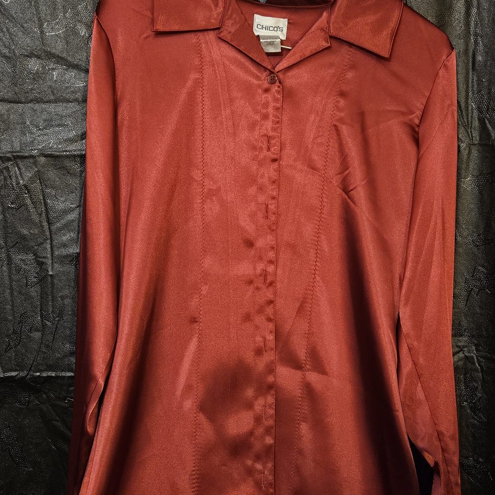 Chico's Rich Red Satin Shirt